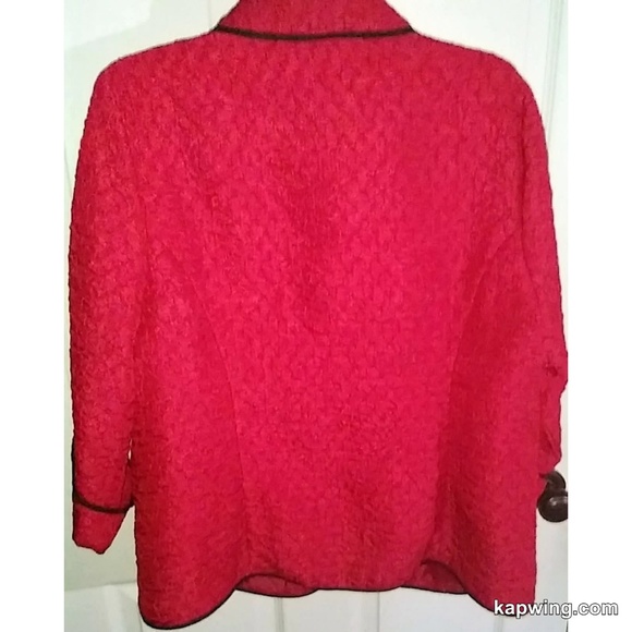 TanJay Red and Black Trim Size 16 Blazer Jacket - Picture 6 of 6